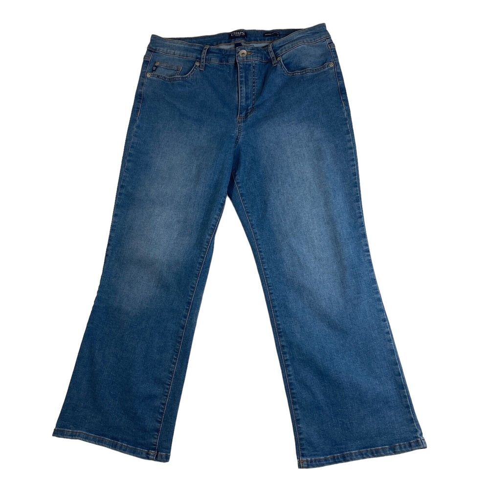 Chaps Ralph Lauren Jeans‎ Womens 14/32 Mid-Rise Crop Kick Medium Wash Flare